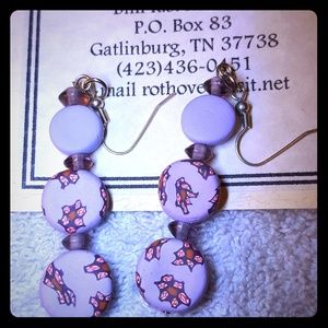 Handmade Polymer Clay Purple flower earrings